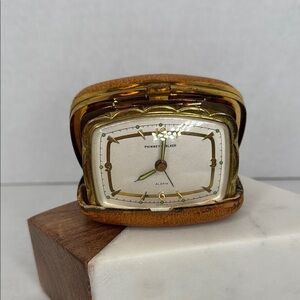 Vintage Rare Phinney Walker Leather Case Seven Jewels Alarm Clock Germany Lot M7